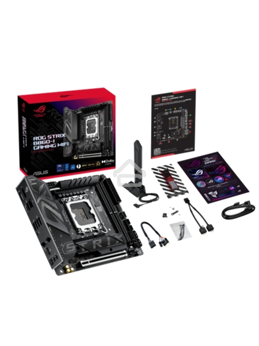 Материнская плата ASUS ROG STRIX B860-I GAMING WIFI, LGA1851, Intel B860, 2xDDR5, 4xSATA, 2xM.2, 1xPCIe 5.0 x16, 1xDP, 1xHDMI, 1xThunderbolt 4, 1x2.5Gb LAN, Wi-Fi 7, 2xUSB 2.0, 3xUSB 3.2 Gen 1, 1xUSB 3.2 Gen 2, 1xUSB 3.2 Gen 2x2, 1xUSB-C, 1xS/PDIF, 2x3.5 