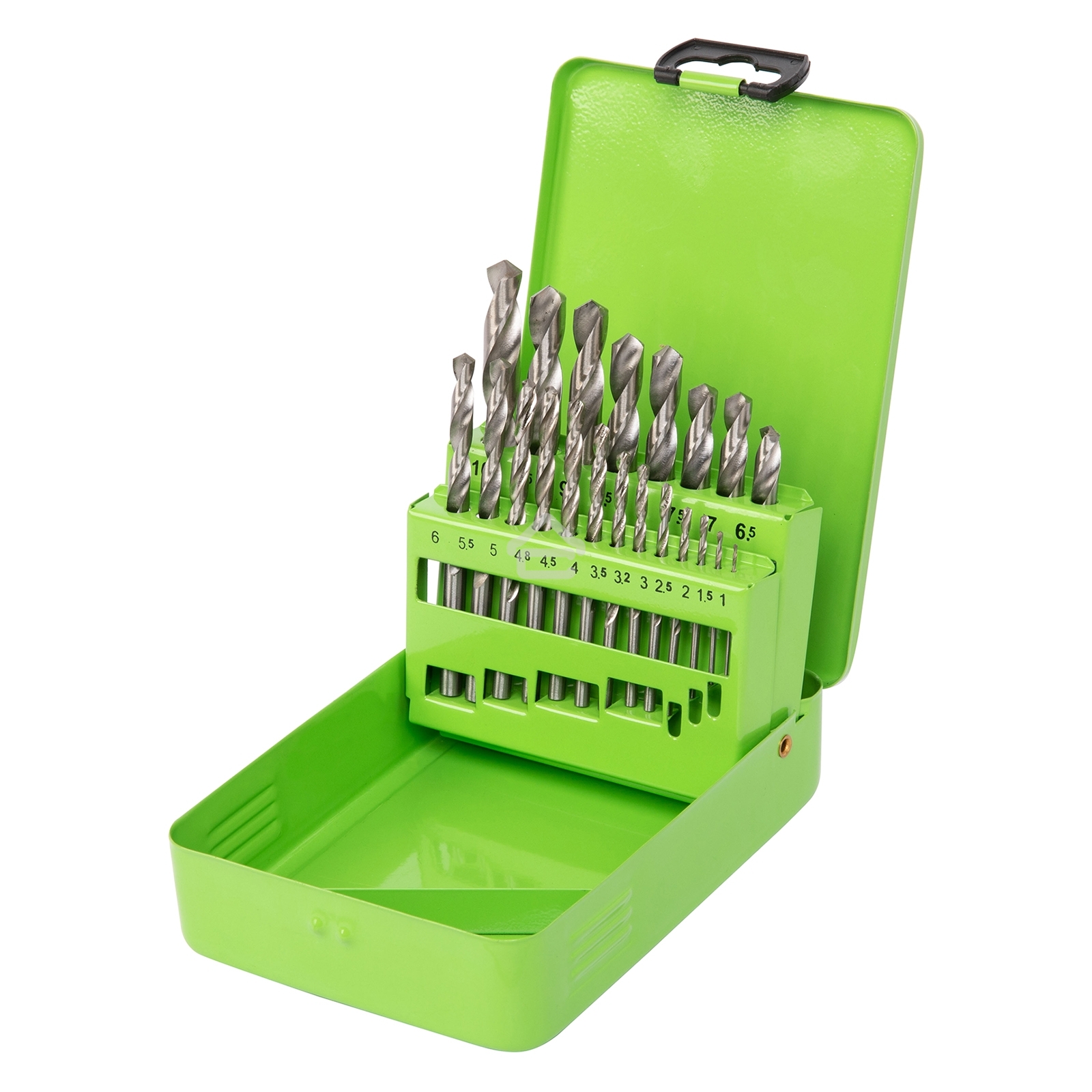 Набор сверл по металлу Сибртех, 1-10 мм (через 0,5 мм,3.2,4.8 мм), HSS, 21шт, мет.бокс, цилин.хв