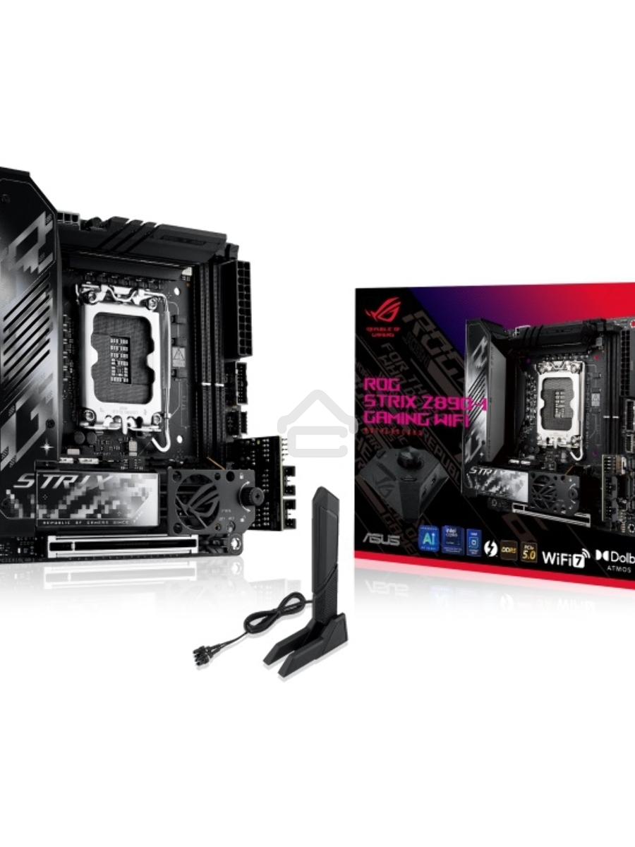 Материнская плата ASUS ROG STRIX Z890-I GAMING WIFI, LGA 1851, Intel Z890, 2xDDR5, 2xSATA, 2xM.2, 1xPCIe 5.0 x16, 1xHDMI, 2xUSB-C Thunderbolt 4, 1xUSB-C 20Gbps, 3xUSB-A 10Gbps, 1xUSB-A 5Gbps, 2xUSB-A 2.0, 1x 2.5Gb LAN, Mini-ITX