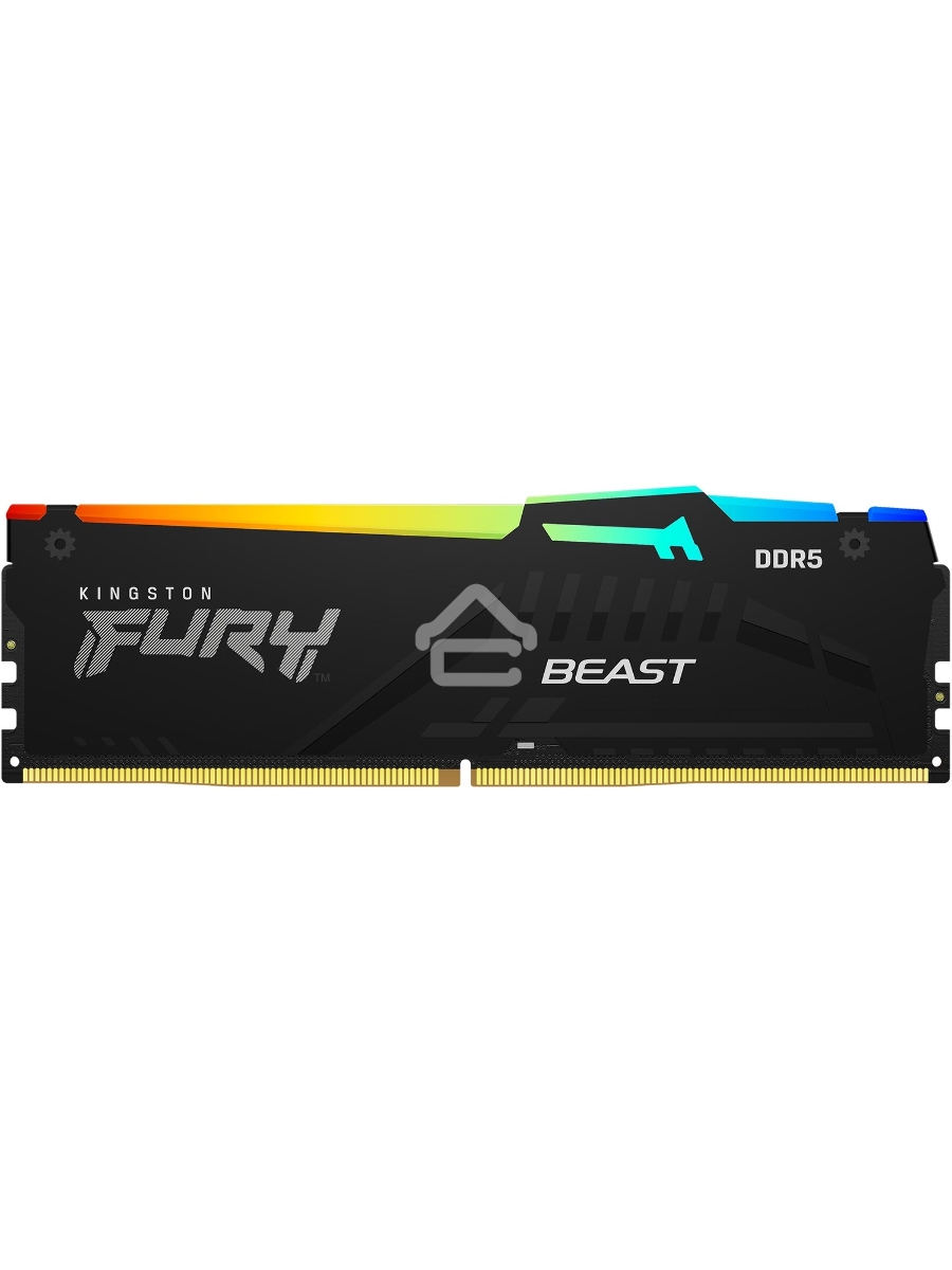 Оперативная память Kingston Fury Beast, DDR5, 32GB (1x32GB), 6400MHz, CL32, DIMM, с радиатором, RGB, чёрный