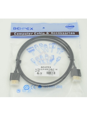 Кабель HDMI Gold Plated Connector, Ver1.4, Ultra Slim HDMI19 (m)/HDMI19 (m) 1м позолоченные контакты