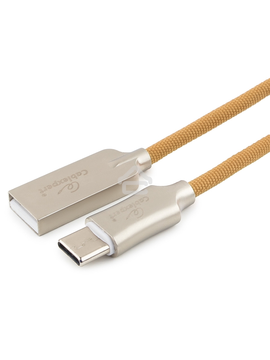Кабель USB 2.0 Cablexpert CC-P-USBC02Gd-1M, AM/Type-C, серия Platinum, длина 1м, золотой, блистер