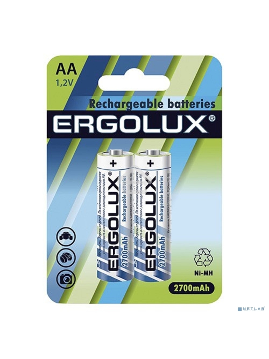 Аккумулятор AA-2700мА.ч Ni-Mh BL-2 NHAA2700BL2 1.2В (блист.2шт) Ergolux 12445
