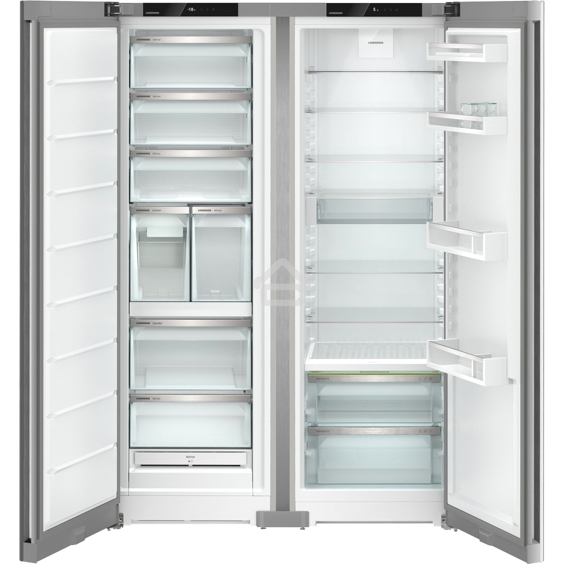 Холодильник Liebherr Комбинация XRFsf 5245-22 001(SFNsfd 5247-22 001 + SRBsfc 5220-22 001) серебристый двухкамерный 377/262л морозилка сбоку, Side by Side