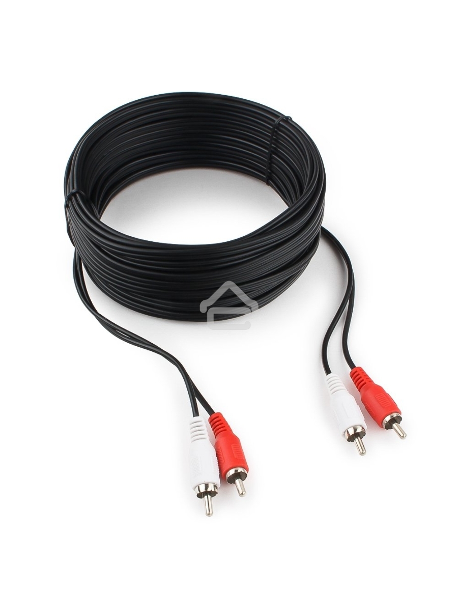 Кабель аудио Cablexpert CCA-2R2R-10M-N, 2xRCA/2xRCA, 10м, черный, пакет