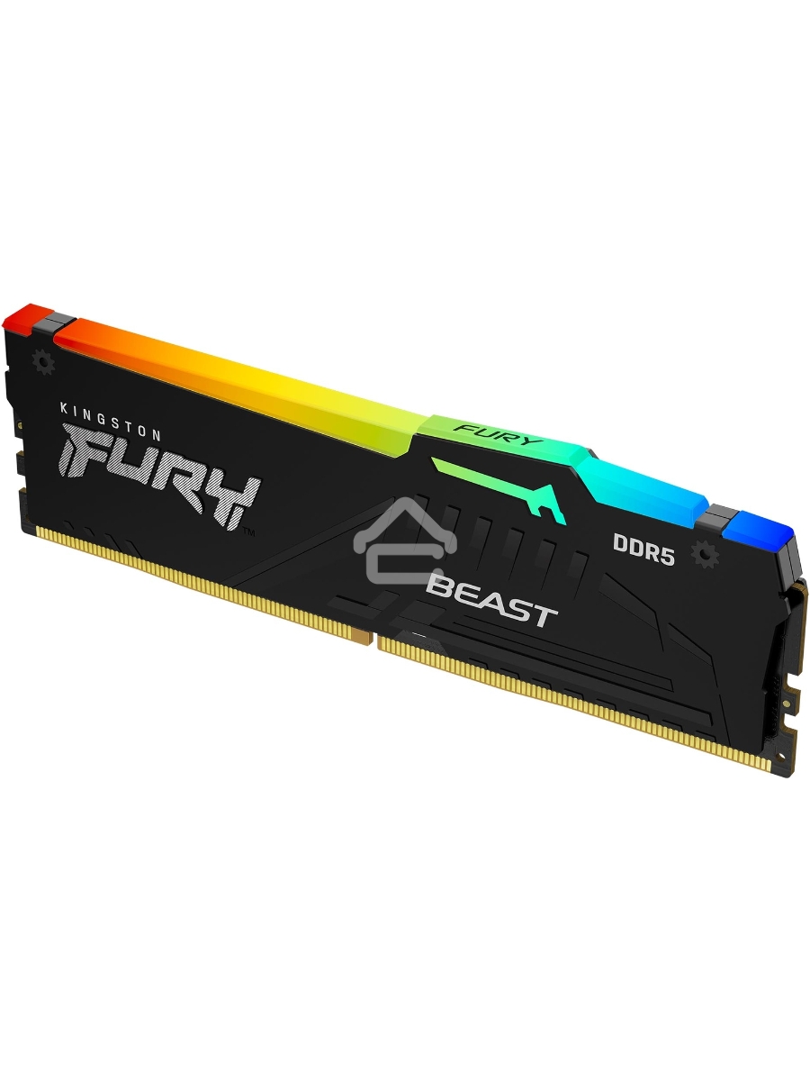 Оперативная память Kingston Fury Beast, DDR5, 32GB (1x32GB), 6400MHz, CL32, DIMM, с радиатором, RGB, чёрный