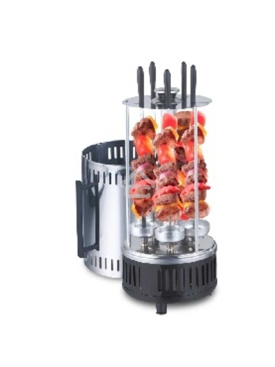 Электрошашлычница Centek CT-1460 1000Вт, Керам нагр, Рецепты, 5 шамп (310мм), вращ 12раз/мин+ колба!