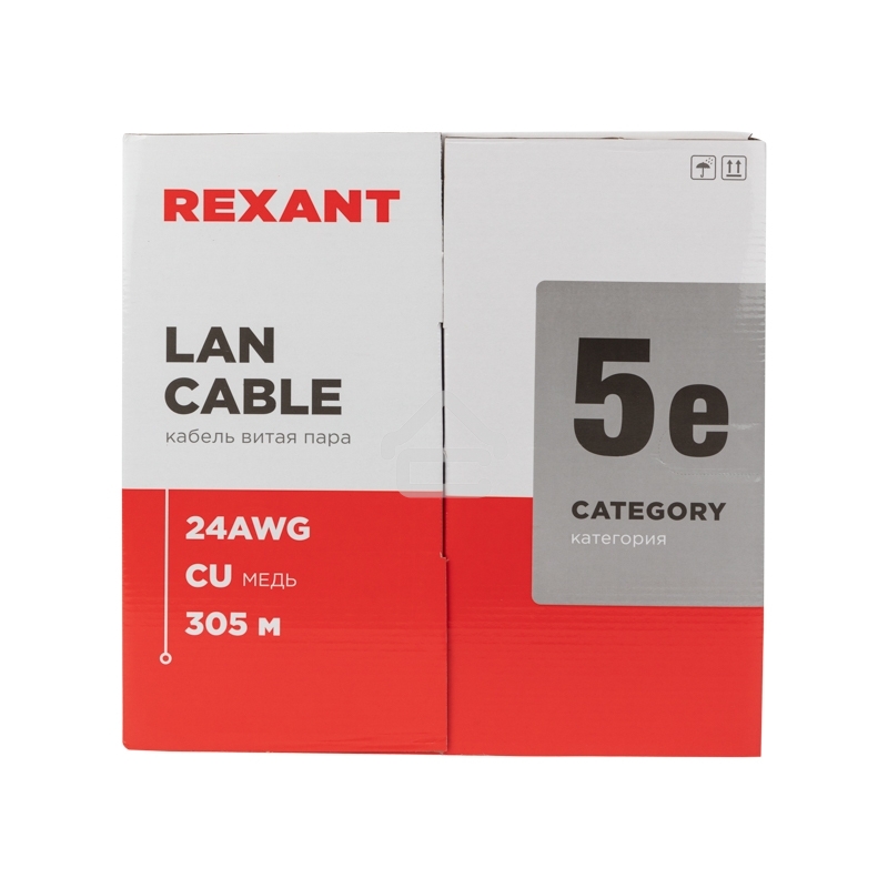 Кабель витая пара Rexant U/UTP, cat.5e, ZH нг(А)-HF, 4PR, 24AWG, внутренний, серый, 305 м
