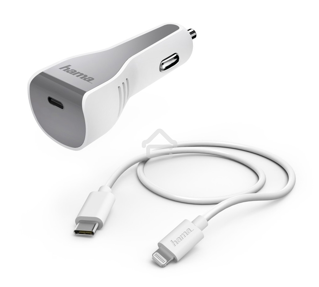 Комплект зарядное устройство Hama H-183317 3A PD для Apple кабель Apple Lightning/Type-C белый