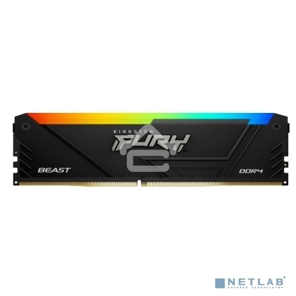 Оперативная память Kingston Fury Beast, DDR4, 32GB (2x16GB), 3200MHz, CL16, DIMM, с радиатором, RGB, черный