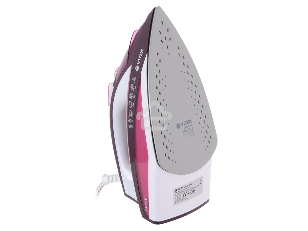 Утюг Vitek VT-1215 (PK) максимальная мощность 2400 Вт.Подошва Ceramic Ultra Care.