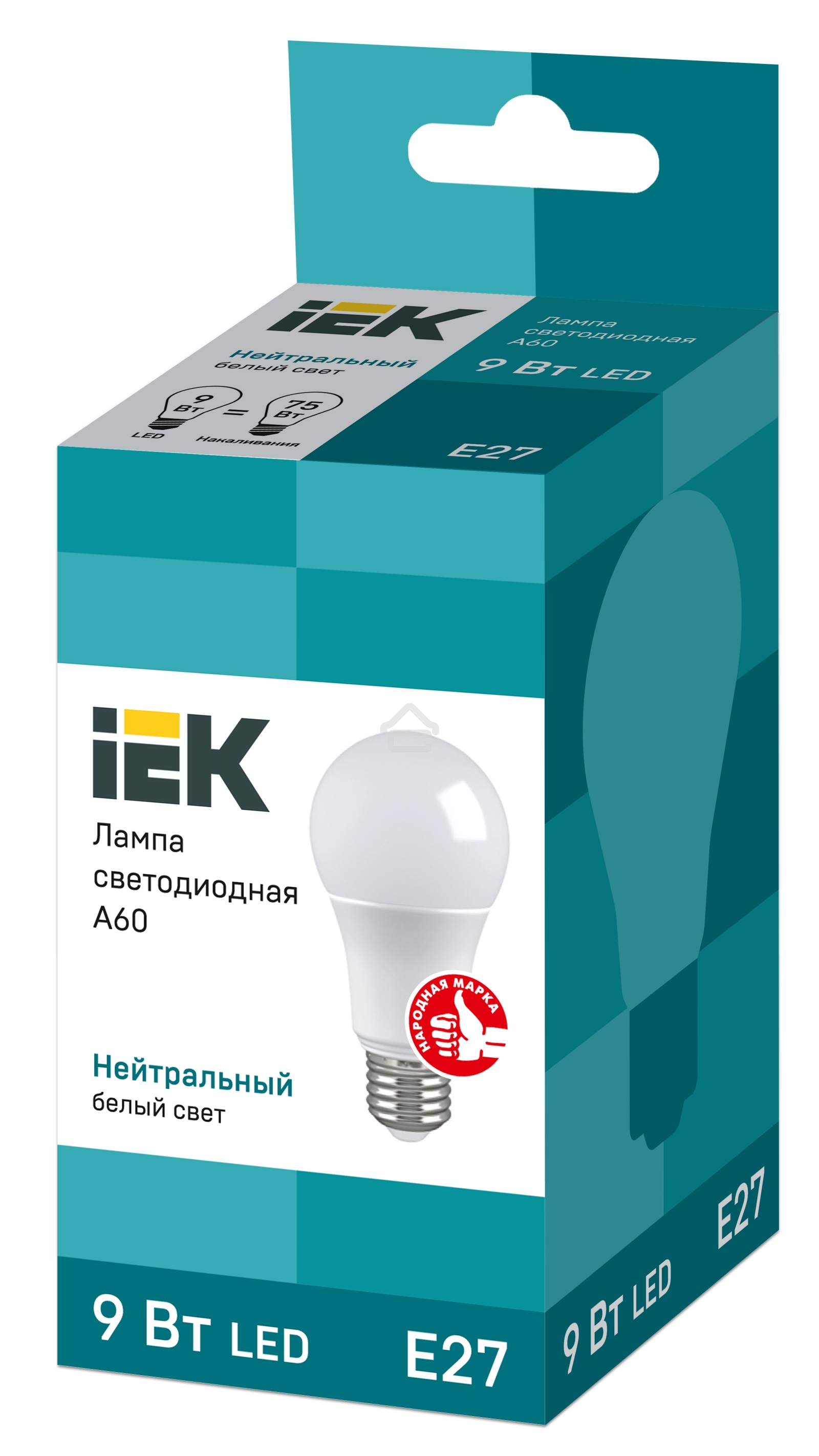 Лампа Iek LLE-A60-9-230-40-E27 светодиодная ECO A60 шар 9Вт 230В 4000К E27 IEK