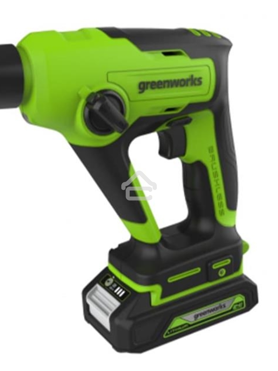 Перфоратор аккумуляторный бесщеточный GreenWorks GD24SDS1K2, 1,2 ДЖ, 24V, c АКБ 2Ач и ЗУ, в сумке (3803107UA)