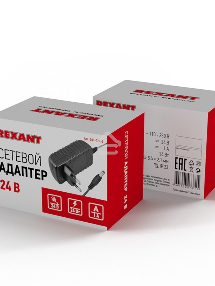 Источник питания 220 V AC/24 V DC 1 А 24 W с DC разъемом подключения 5.5х2.1, без влагозащиты (IP23)