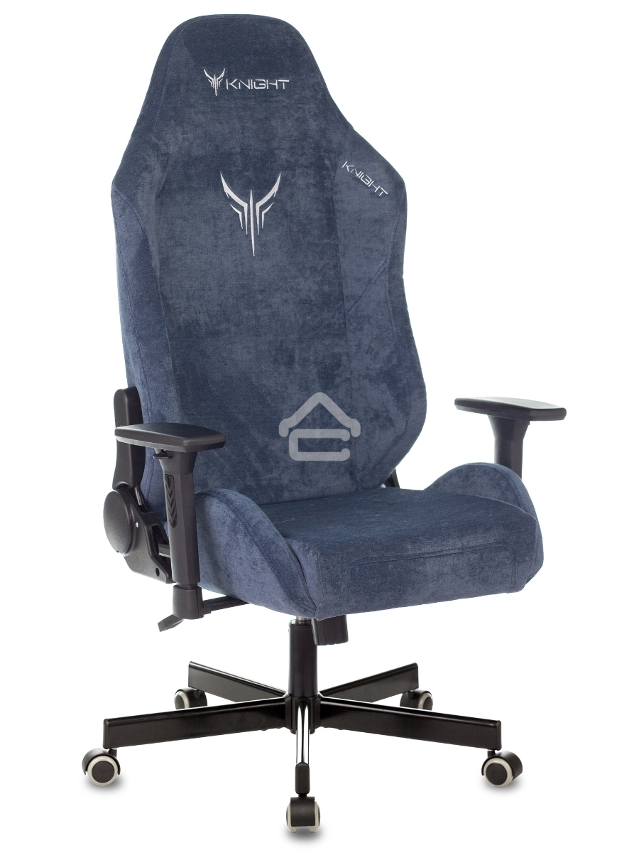 Кресло игровое Knight N1 Fabric синий Light-27 с подголов. крестовина металл