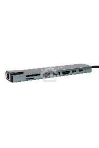 Док-станция Type-C Gembird UHB-D3, 8в1: USB2.0, USB3.1, Type-C PD87W, Type-C, HDMI, SD/TF, RJ45, кабель 20см, алюминий
