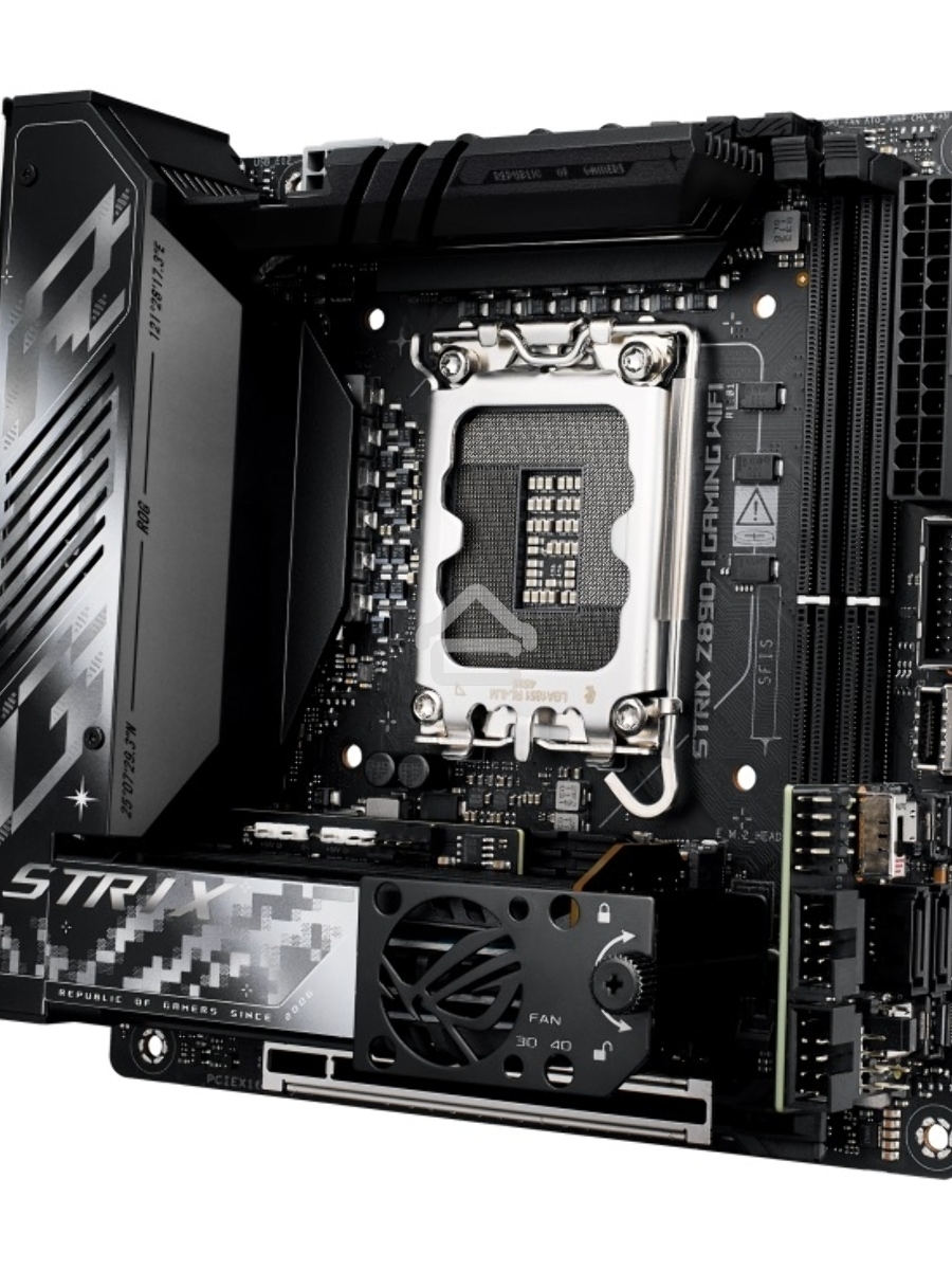Материнская плата ASUS ROG STRIX Z890-I GAMING WIFI, LGA 1851, Intel Z890, 2xDDR5, 2xSATA, 2xM.2, 1xPCIe 5.0 x16, 1xHDMI, 2xUSB-C Thunderbolt 4, 1xUSB-C 20Gbps, 3xUSB-A 10Gbps, 1xUSB-A 5Gbps, 2xUSB-A 2.0, 1x 2.5Gb LAN, Mini-ITX
