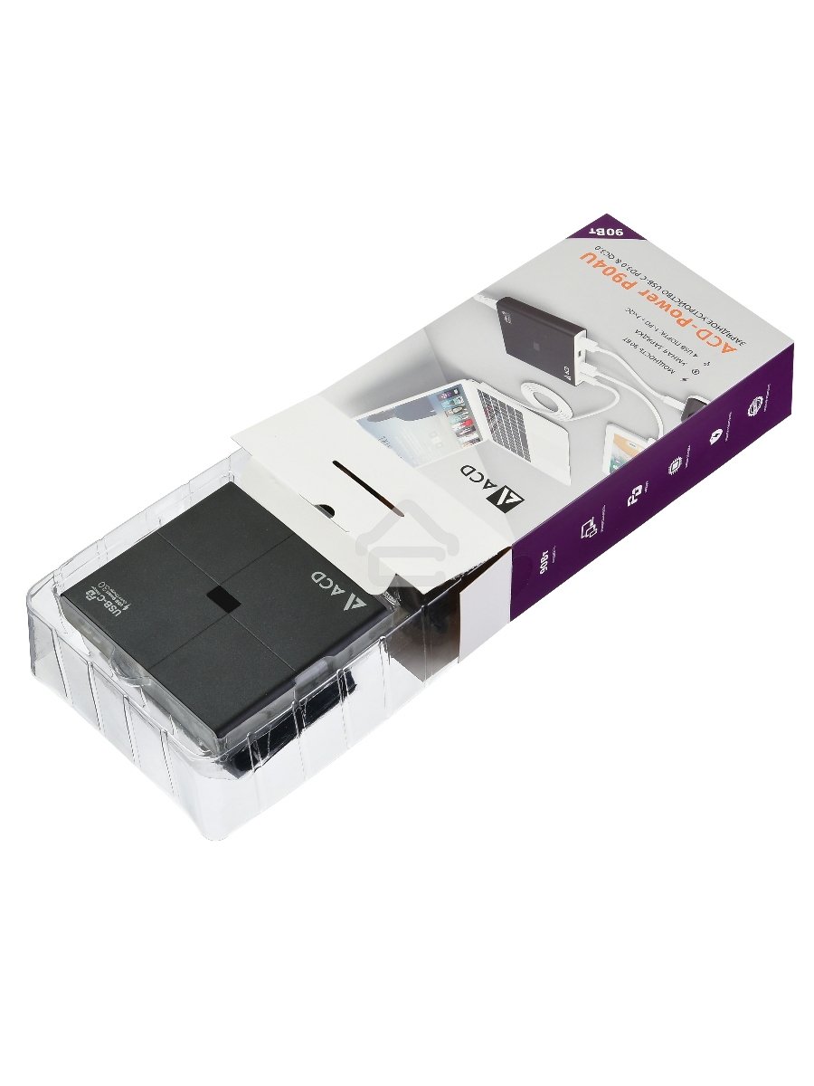 Сетевое зарядное устройство  ACD-P904U-V1B 90Вт, 4xUSB 1PD+3QC, 3.6~20В/4.35А(max) RTL