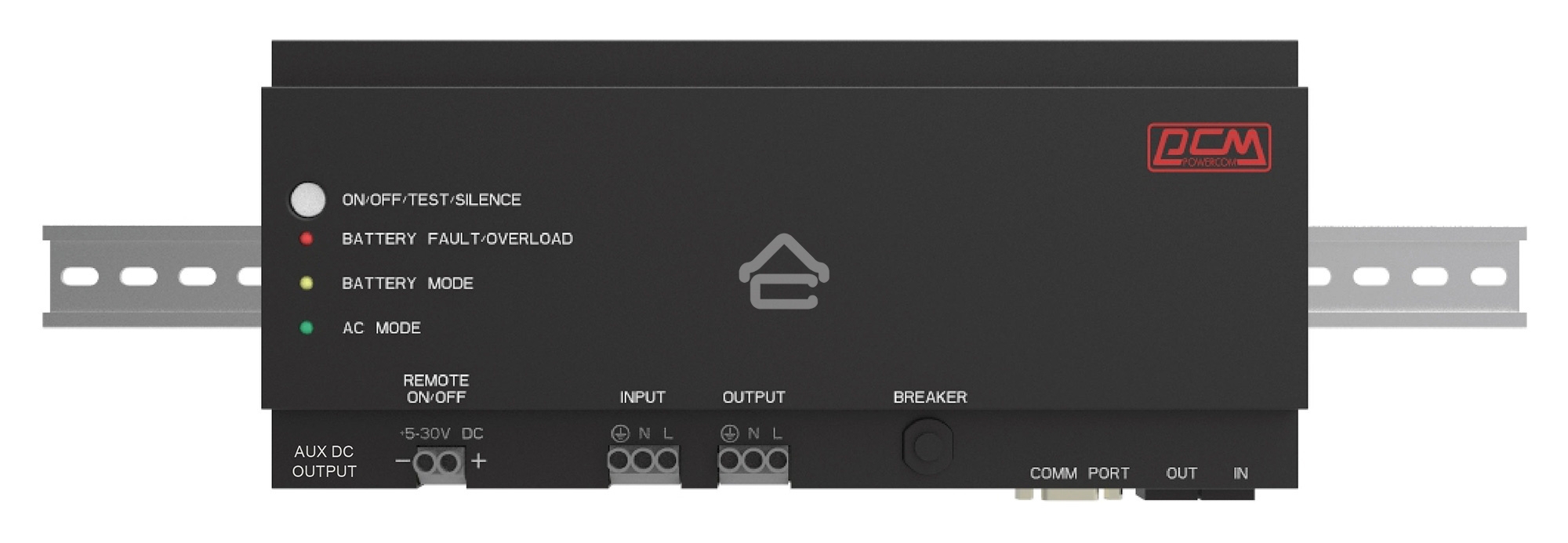Источник бесперебойного питания Powercom DRU 500VA/300W, DIN Rail, 230V, RS-232, 2 year warranty (1114005)