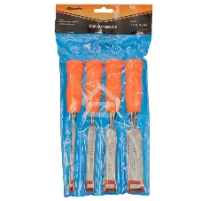 Набор стамесок 4 шт, 6-12-18-24 мм, плоские, пластиковые ударные рукоятки Sparta