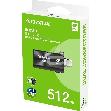 Внешний SSD ADATA SC730, 512 GB, USB 3.2 Gen 2 Type-A/Type-C, R/W 600/600, черный