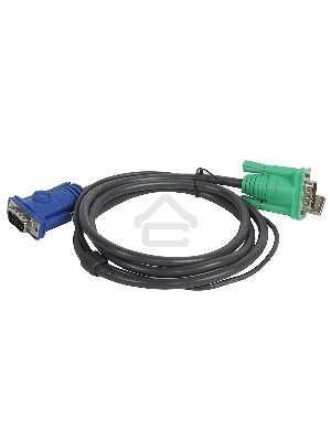 Кабель KVM ATEN 2L-5201U USB(тип А Male)+HDB15(Male) <->  SPHD15(Male) 1,2м., черный.