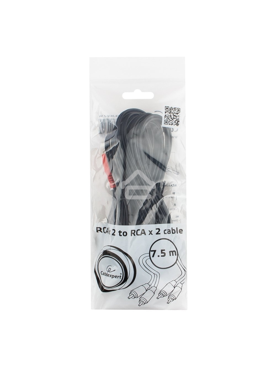Кабель аудио Cablexpert CCA-2R2R-7.5M, 2xRCA - 2xRCA, 7,5м