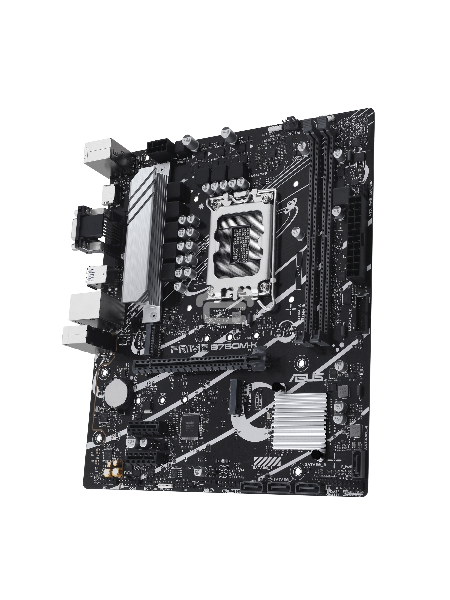 Материнская плата ASUS PRIME B760M-K, LGA 1700, Intel B760, 2xDDR5, 4xSATA, 2xM.2, 1xPCIe 4.0 x16, 2xPCIe x1, 1xHDMI, 1xVGA, 1x 2.5Gb LAN, 2xUSB-A 3.2 Gen 1, 2xUSB-A 2.0, 3x3.5 мм, 7.1, mATX