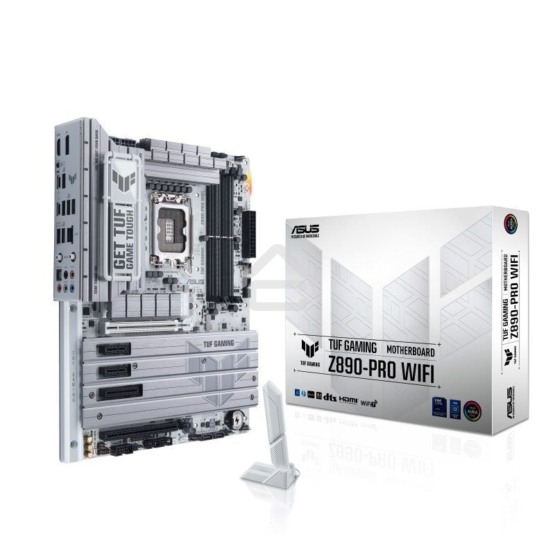 Материнская плата ASUS TUF GAMING Z890-PRO WIFI, LGA 1851, Intel Z890, 4xDDR5, 4xSATA, 4xM.2, 1xPCIe 5.0 x16, 1xPCIe 4.0 x4, 2xPCIe x1, 1xHDMI, 1xDP, 2xUSB-C Thunderbolt 4, 6xUSB-A 10Gbps, 1x 2.5Gb LAN, 5x3.5 мм, 7.1, ATX
