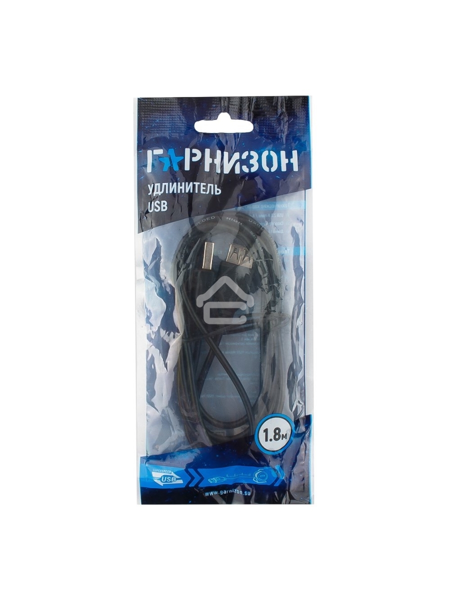 Кабель удлинитель USB 2.0 Гарнизон GCC-USB2-AMAF-1.8M, AM/AF, 1.8м, пакет