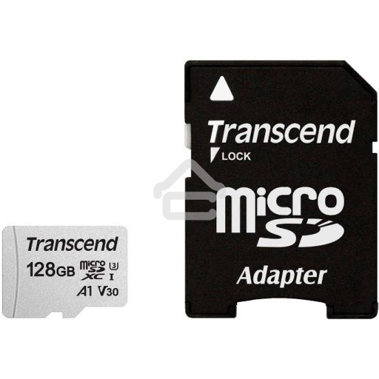 Флеш карта Transcend Micro SecureDigital 128Gb MicroSDXC Class 10 UHS-I U3, SD adapter(TS128GUSD300S-A)