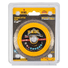 Диск алмазный отрезной Denzel 115 х 22,2 мм, сплошной, супертонкий, горячий пресс, мокрое резание