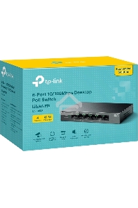 Настольный коммутатор TP-Link LS106LP с 6 портами 10/100 Мбит/с (4 порта PoE)