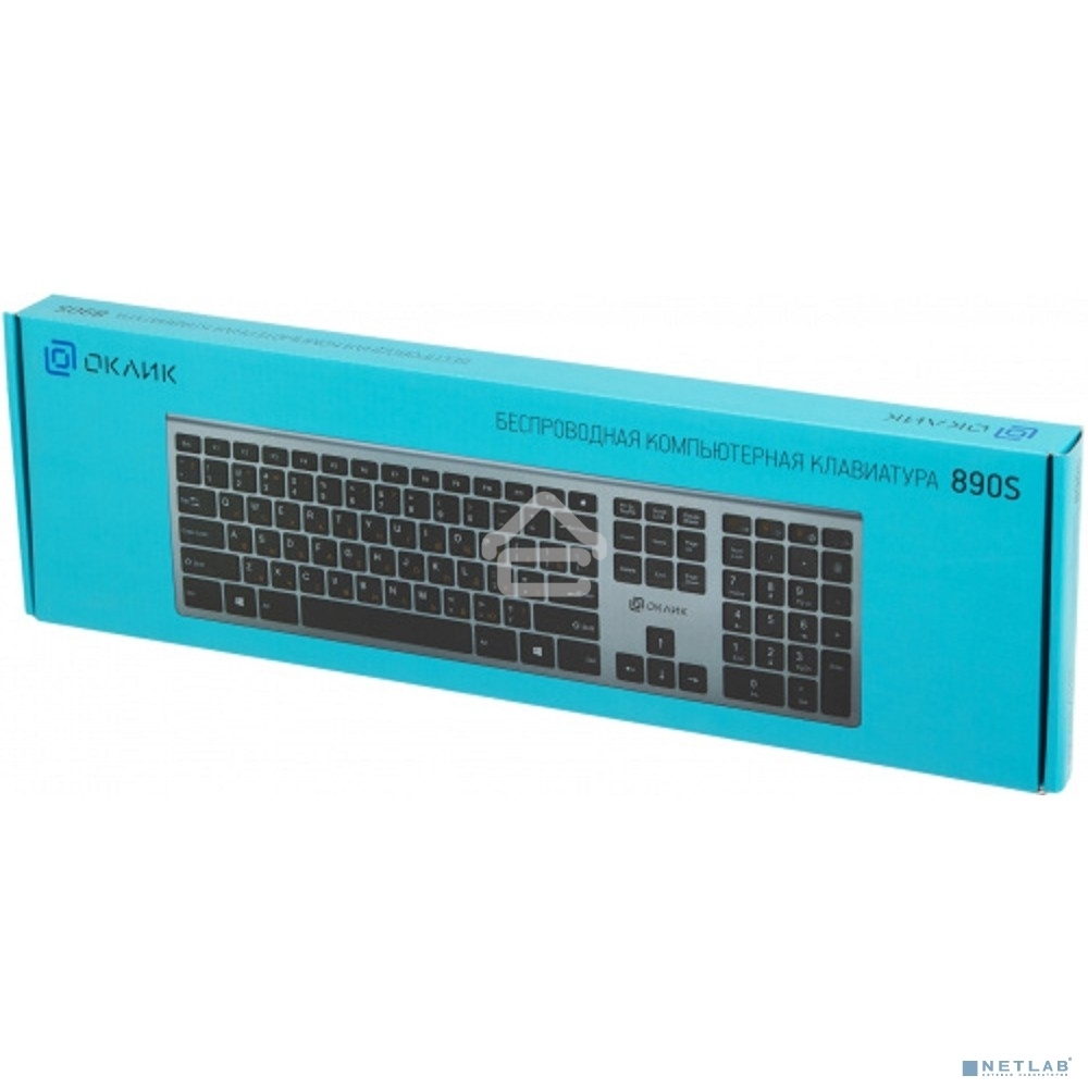 Клавиатура беспроводная Oklick 890S серый USB slim