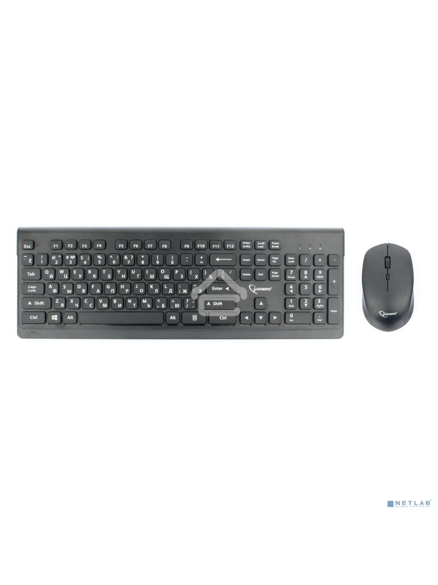 Комплект клавиатура+мышь беспроводные Gembird KBS-7200, черный, 2.4ГГц/10м, 1600 DPI, мини-приемник- USB
