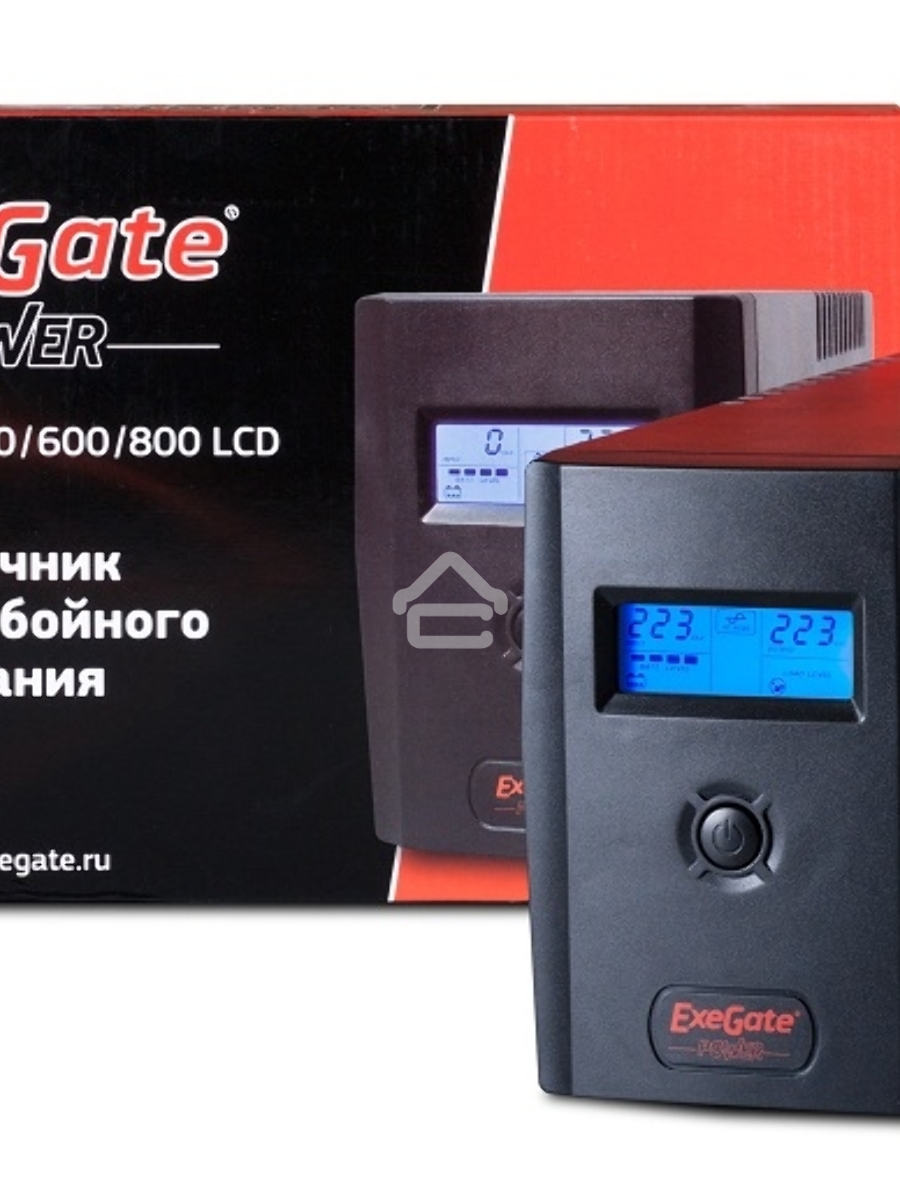 Источник бесперебойного питания Exegate Power Smart ULB-800 LCD <800VA, Black, 2 евророзетки, USB>