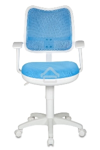 Кресло компьютерное Бюрократ CH-W797/LB/TW-55 TW-55 голубой, спинка сетка, сиденье голубой, пластик белый