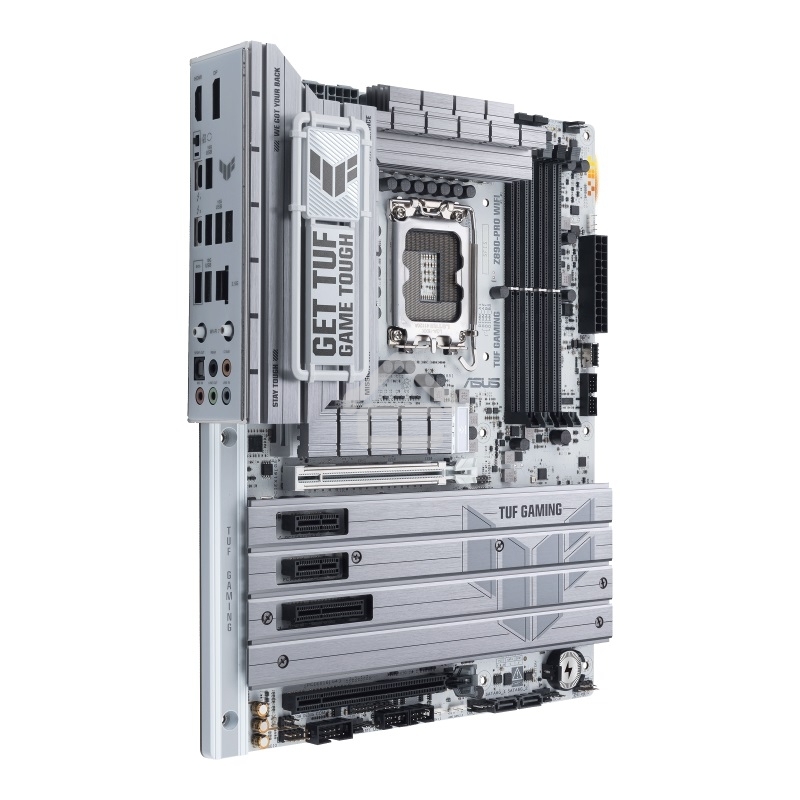 Материнская плата ASUS TUF GAMING Z890-PRO WIFI, LGA 1851, Intel Z890, 4xDDR5, 4xSATA, 4xM.2, 1xPCIe 5.0 x16, 1xPCIe 4.0 x4, 2xPCIe x1, 1xHDMI, 1xDP, 2xUSB-C Thunderbolt 4, 6xUSB-A 10Gbps, 1x 2.5Gb LAN, 5x3.5 мм, 7.1, ATX