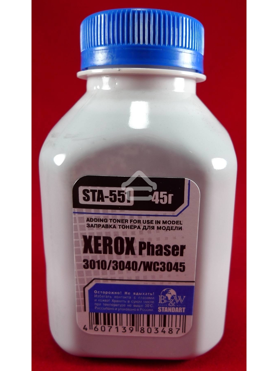 Тонер XEROX Phaser 3040/3010/WC 3045 (фл, 45г) B&W Standart фас России