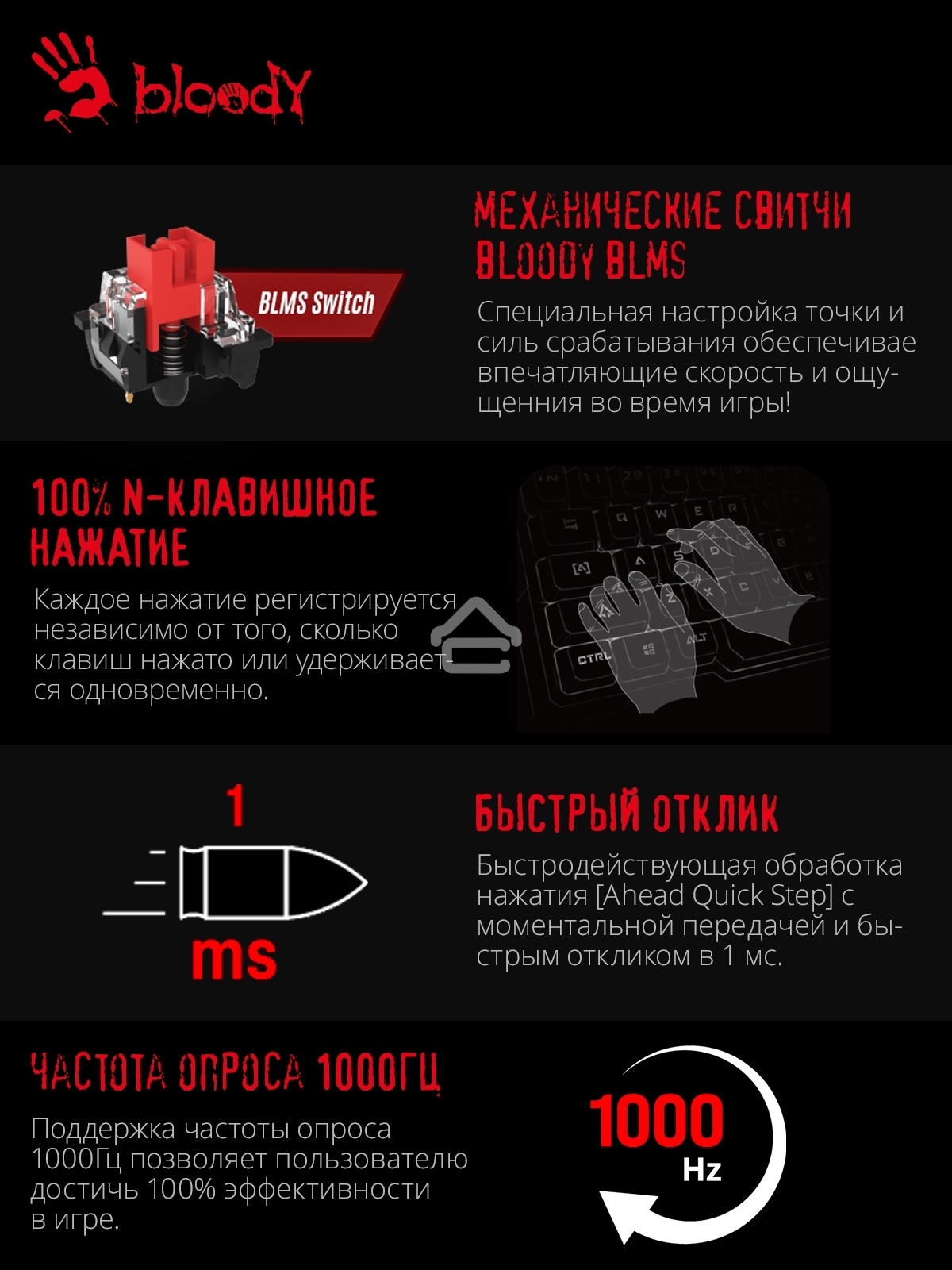 Клавиатура A4Tech Bloody S510N проводная USB белый