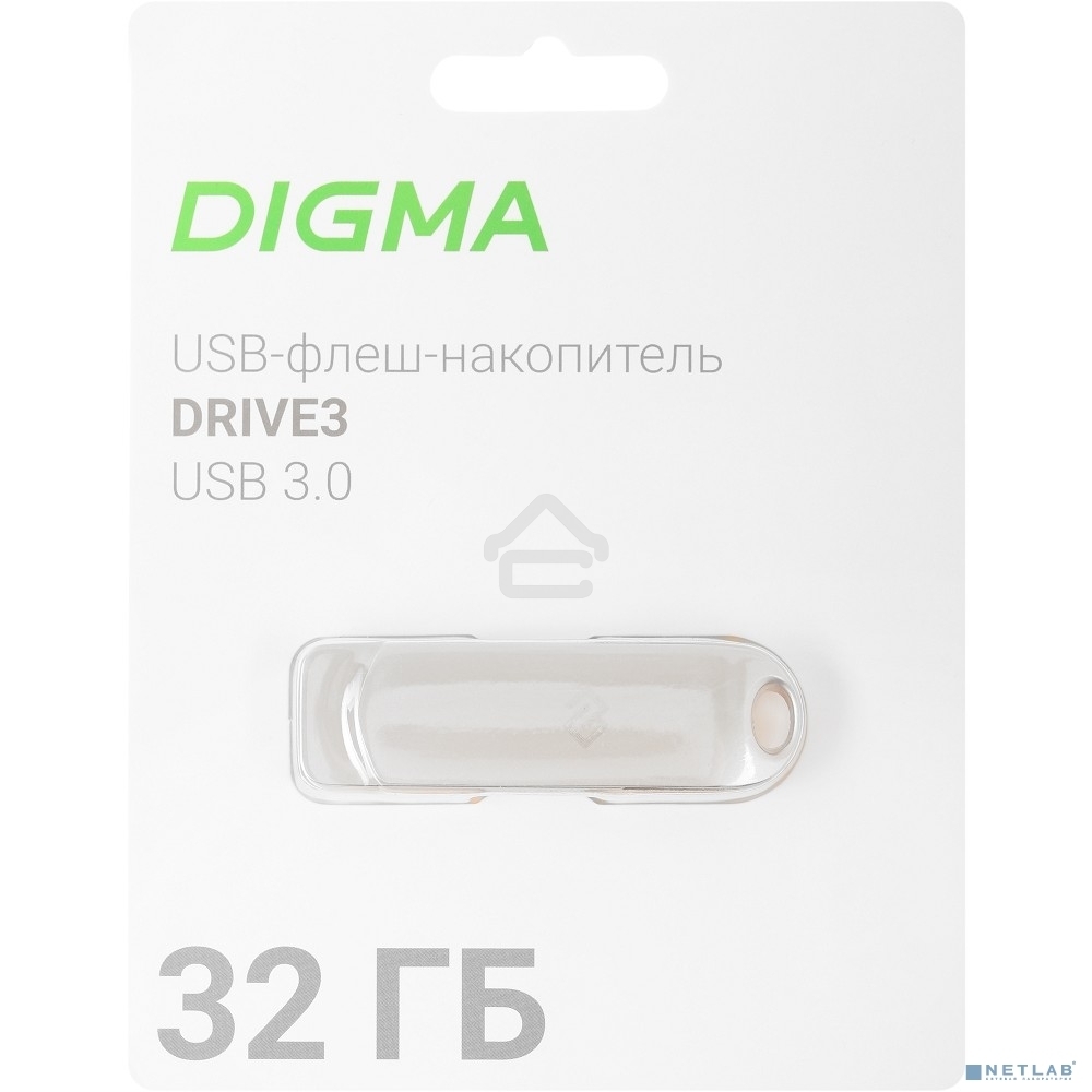 Флешка USB R/W R/W Digma 32Gb DRIVE3 DGFUM032A30SR USB3.0 серебристый