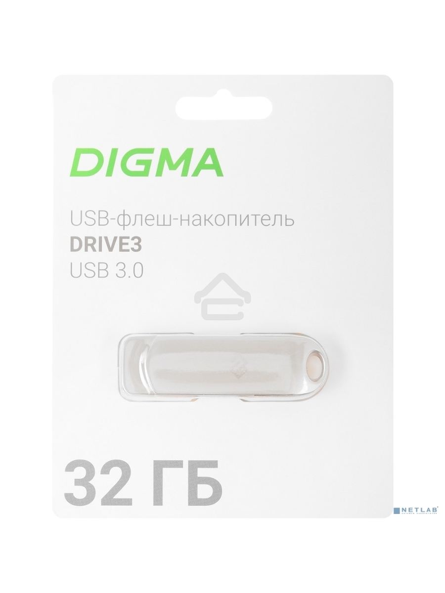 Флеш диск Digma 32Gb DRIVE3 DGFUM032A30SR USB3.0 серебристый