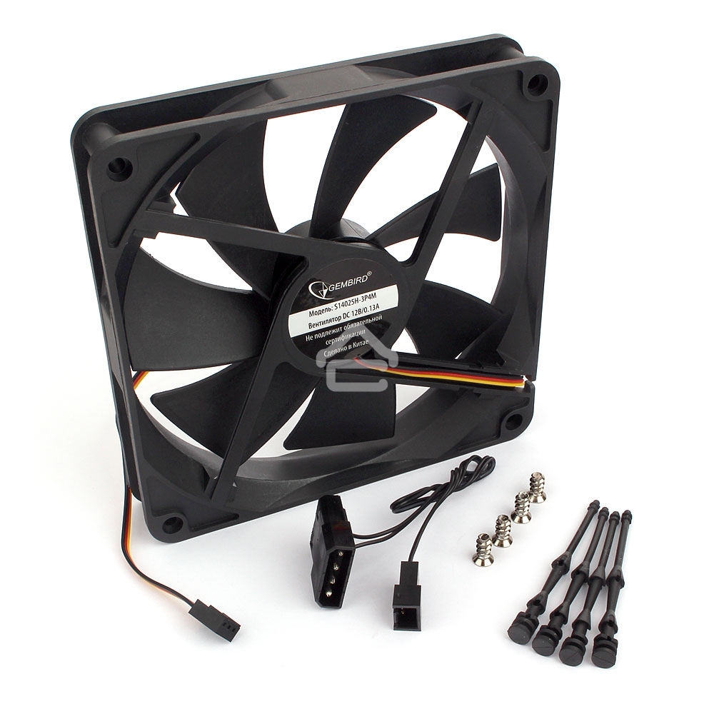 Вентилятор для корпуса Gembird 17610 черный, 140 мм, 2000 об/мин, 25.5 дБ, 3 pin