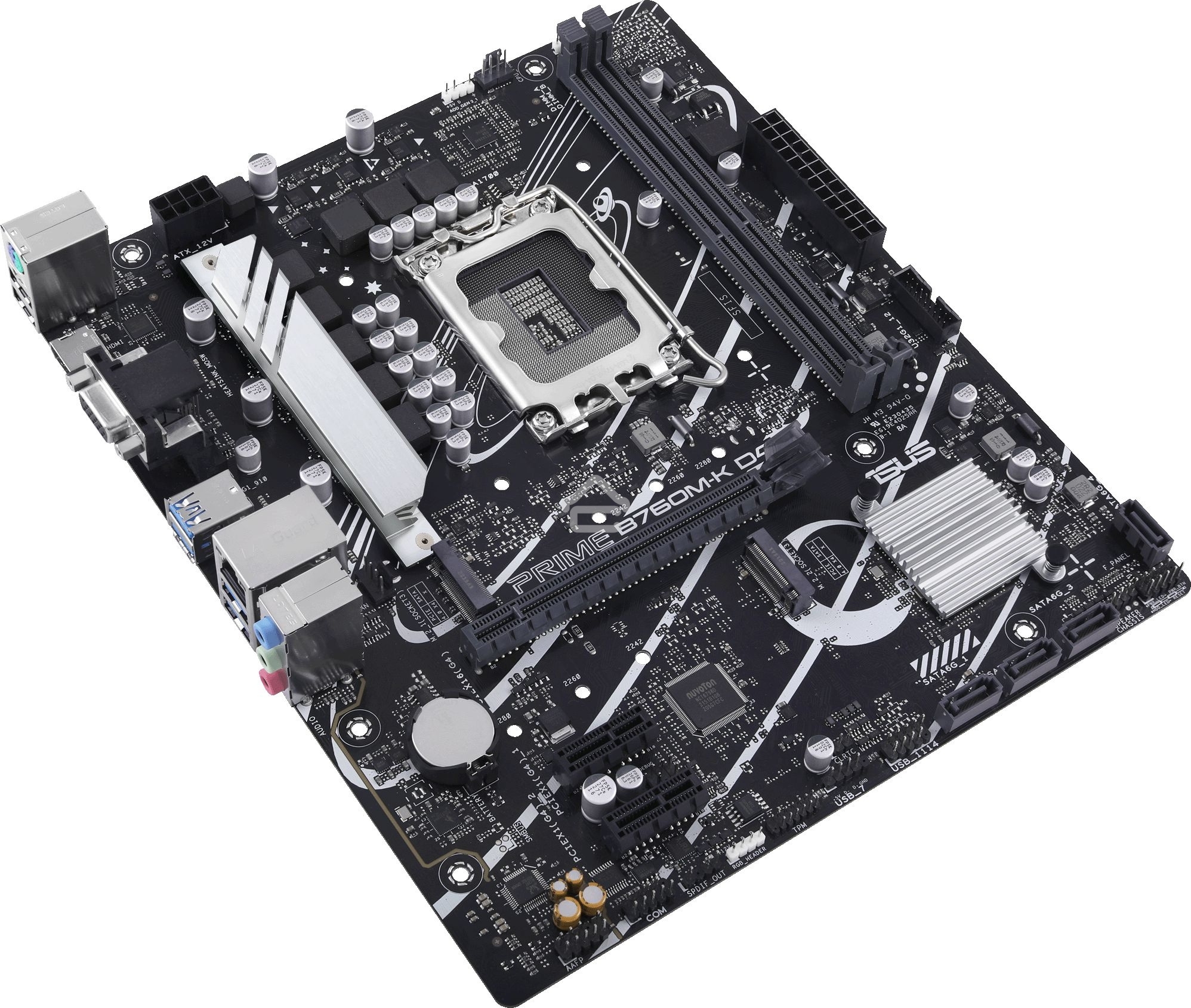 Материнская плата ASUS PRIME B760M-K D4, LGA 1700, Intel B760, 2xDDR4, 4xSATA, 2xM.2, 1xPCIe 4.0 x16, 2xPCIe x1, 1xHDMI, 1xVGA, 1x 2.5Gb LAN, 2xUSB-A 3.2 Gen 1, 2xUSB-A 2.0, 3x3.5 мм, 7.1, mATX