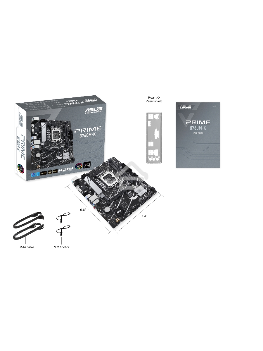 Материнская плата ASUS PRIME B760M-K, LGA 1700, Intel B760, 2xDDR5, 4xSATA, 2xM.2, 1xPCIe 4.0 x16, 2xPCIe x1, 1xHDMI, 1xVGA, 1x 2.5Gb LAN, 2xUSB-A 3.2 Gen 1, 2xUSB-A 2.0, 3x3.5 мм, 7.1, mATX