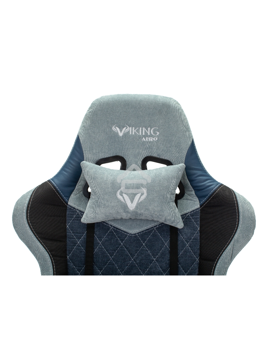 Кресло игровое Бюрократ VIKING 7 KNIGHT BL FABRIC синий текстиль/эко.кожа крестовина металл/пластик
