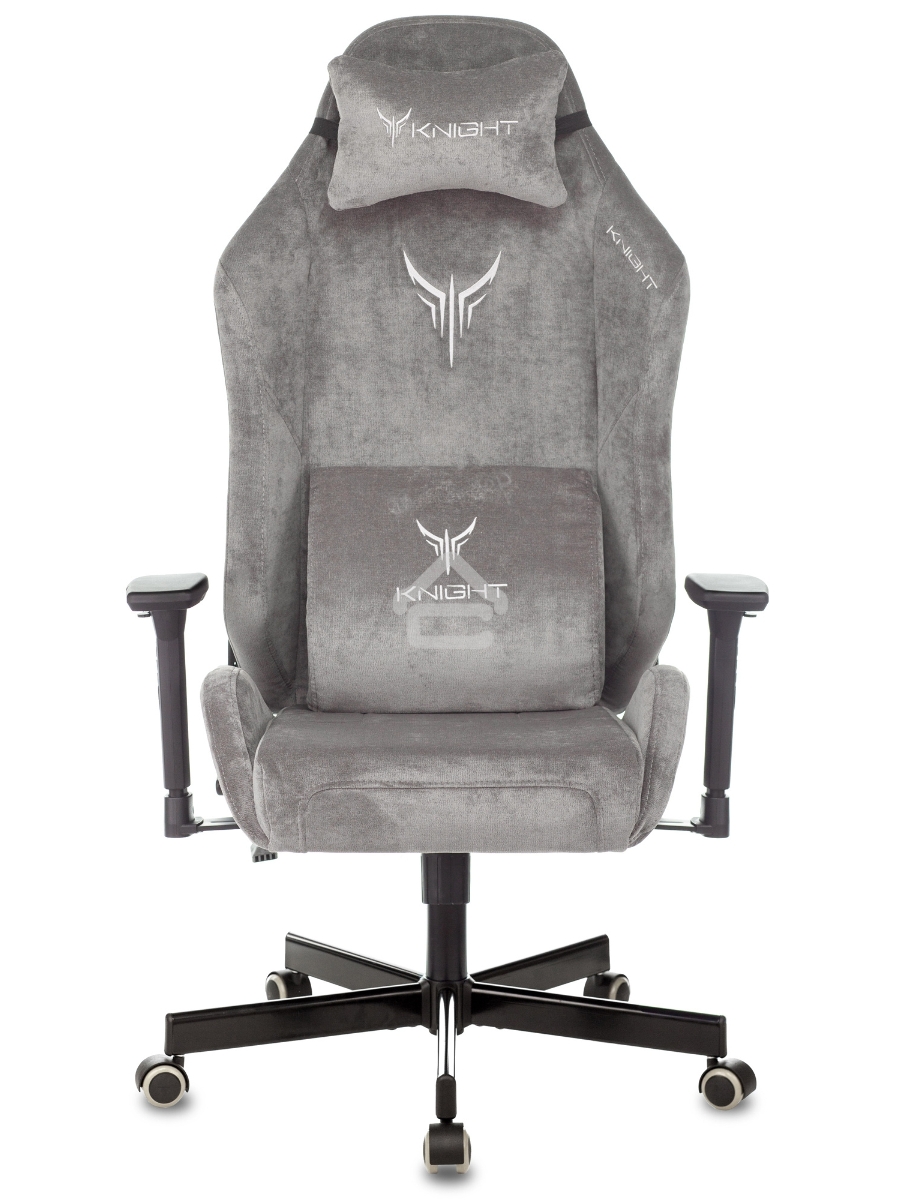 Кресло игровое Knight N1 Fabric серый Light-19 с подголов. крестовина металл
