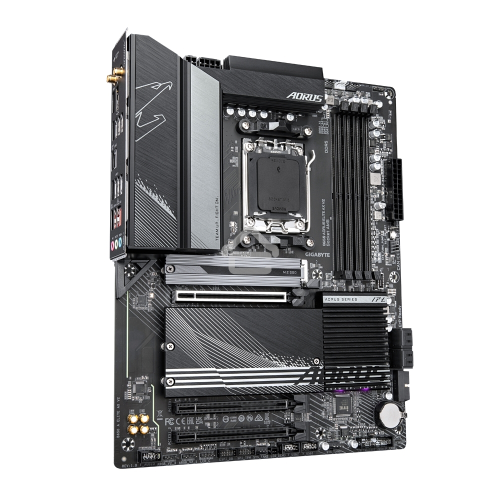 Материнская плата GIGABYTE B650 AORUS ELITE AX V2, AM5, AMD B650, 4xDDR5, 4xSATA, 3xM.2, 1xPCI-E 4.0 x16, 1xHDMI, 1xDP, 1xUSB-C 3.2 Gen 2, 5xUSB-A 3.2 Gen 1, 2xUSB-A 3.2 Gen 2, 4xUSB-A 2.0, 1x 2.5Gb LAN, 3x3.5 мм, 7.1, ATX