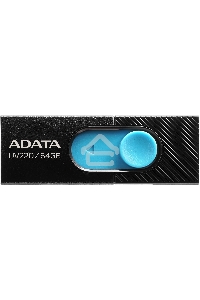 Флеш диск 64GB ADATA UV220, USB 2.0, черный/голубой