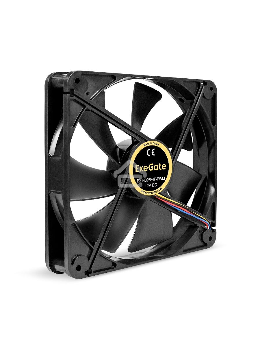 Вентилятор для корпуса ExeGate EX14025S4P-PWM черный, 140 мм, 1200 об/мин, 24 дБ, 4 pin